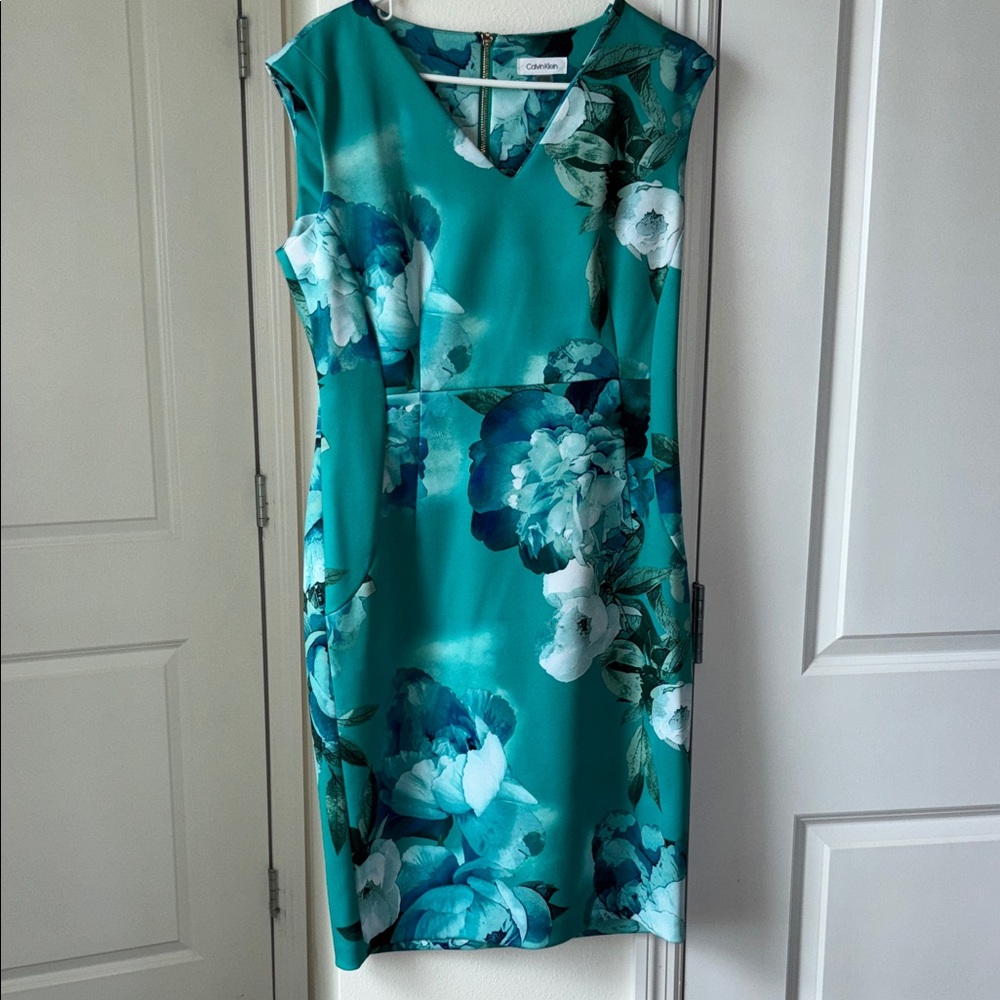 Calvin Klein Turquoise Floral Midi Dress